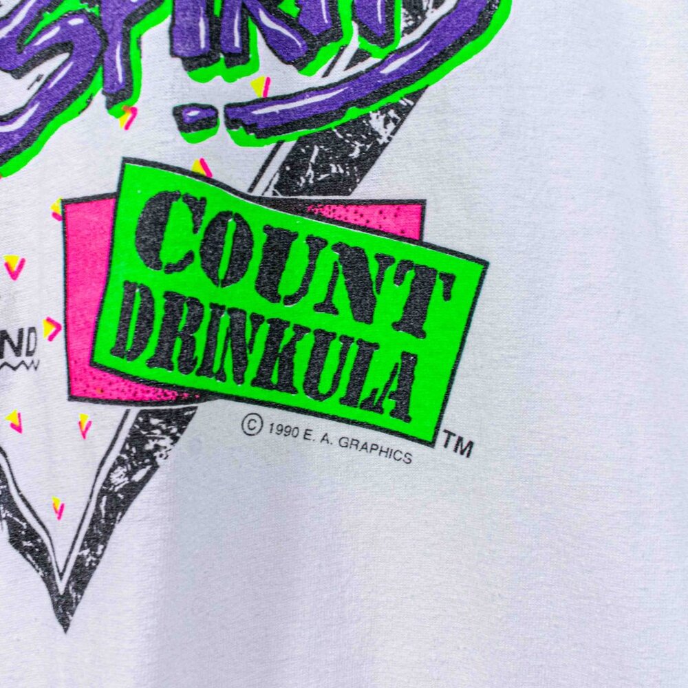 Vintage 90s Hiram Walker Count Drinkula Halloween T-Shirt Large Two Great Spirit - Picture 5 of 7